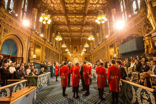Photo of Royal Gallery just prior to the Queen's arrival for the State Opening of Parliament, 2014. Image: UK Parliament/Jessica Taylor