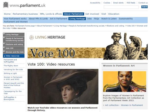 Screen grab of parliament website